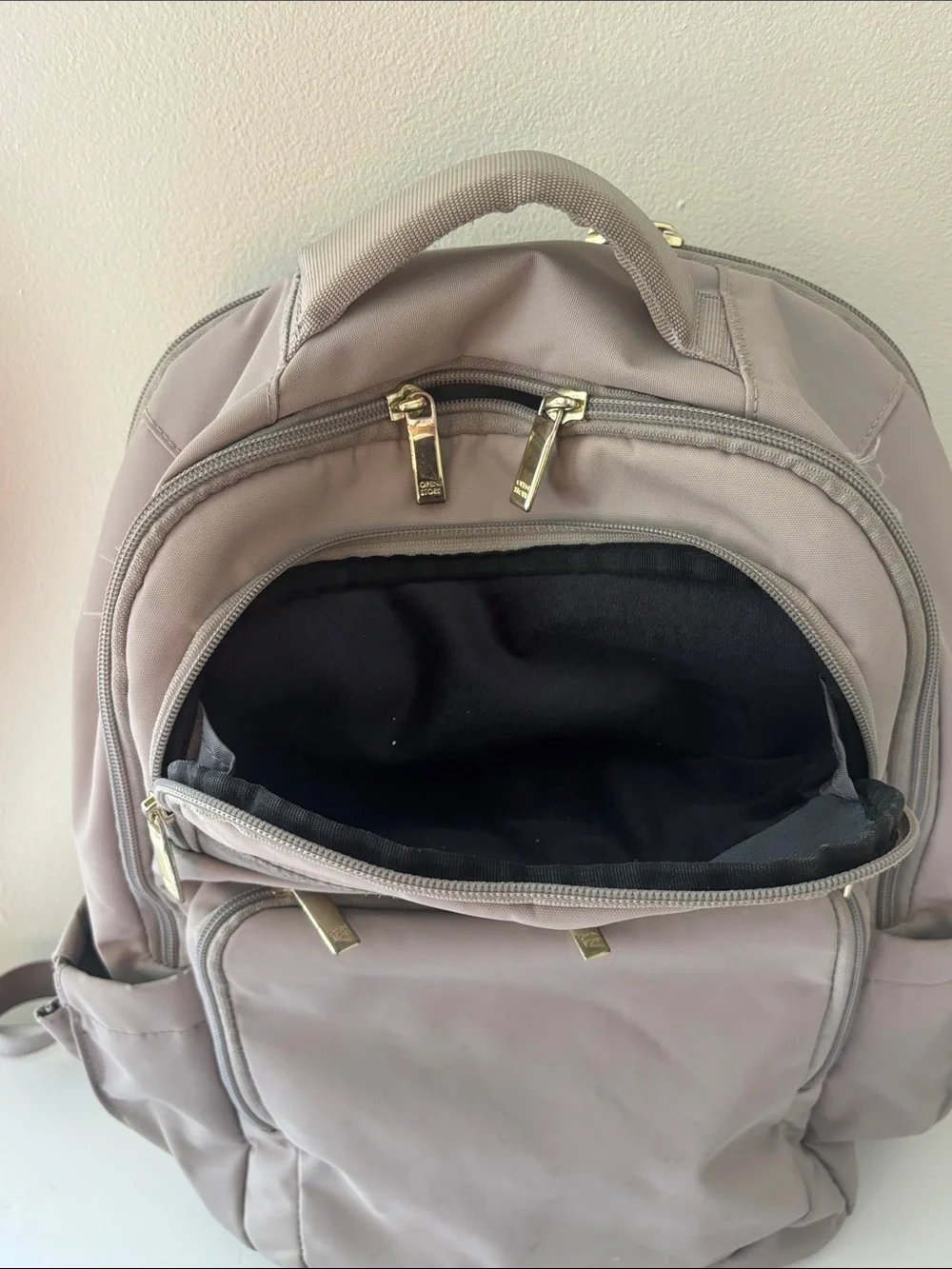 Neutral Gray Women's Backpack with Multiple Pockets